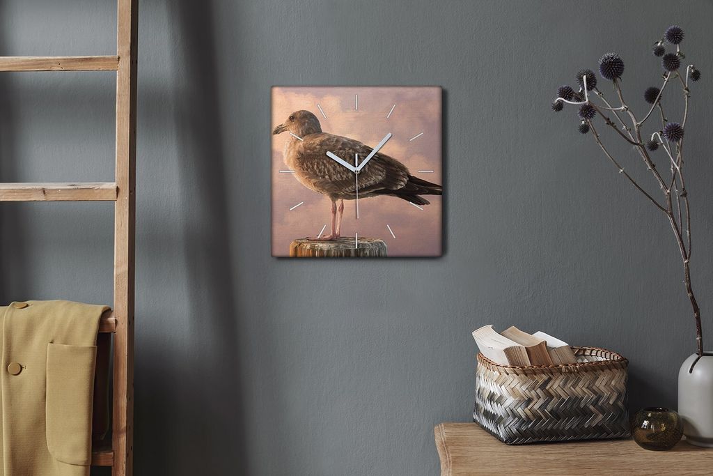 Coloray Hodiny Unikátní 30x30 cm Tiché hodiny Pro obývací pokoj a kuchyň Nástěnné hodiny Plátno Bílé ručičky hodin - Animal Beagull ...