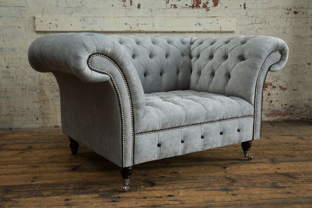 Design Chesterfield Stoff Couch Sessel 1.5 Sitzer Polster Sofas Lounge Neu Club