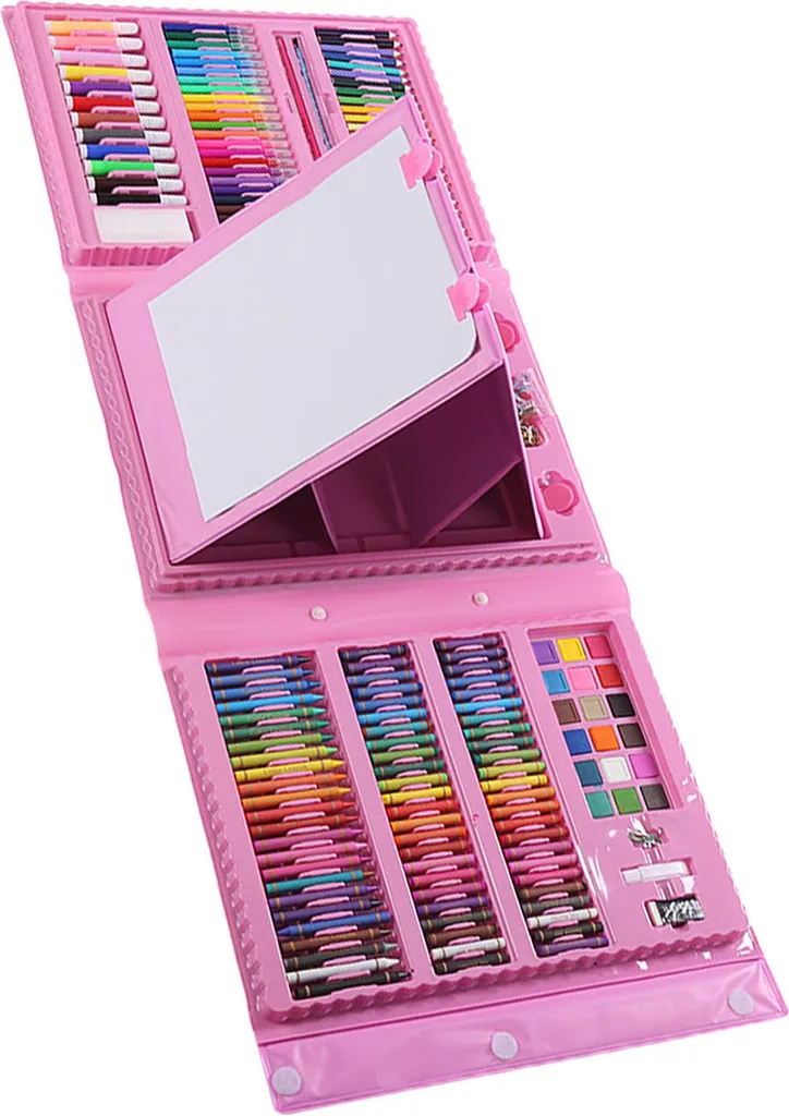 Set de 208 crayons de couleur rose avec motifs de dessins animés fun - 2