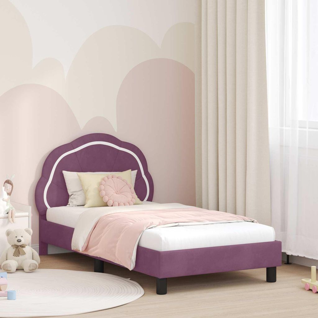 Maison Exclusive - Kinderbettgestell mit Kopfteil Lila 80 x 160 cm Samt