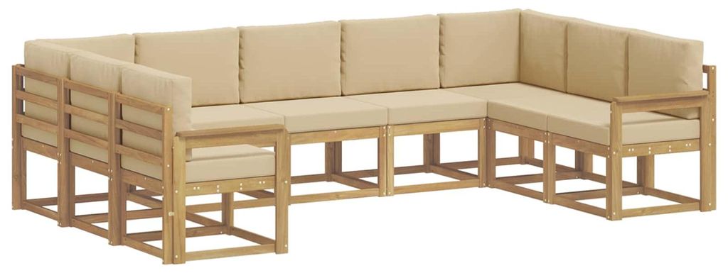 vidaXL Outdoor-Sofagarnitur mit Kissen 9 pcs Weiß und Beige
