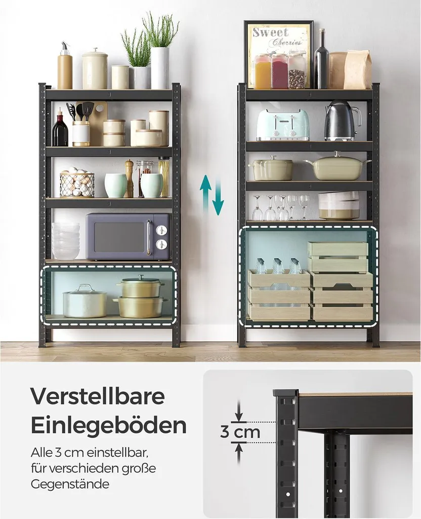 Étagère avec structure en acier noir robuste - Modèle industriel 180cm - 4