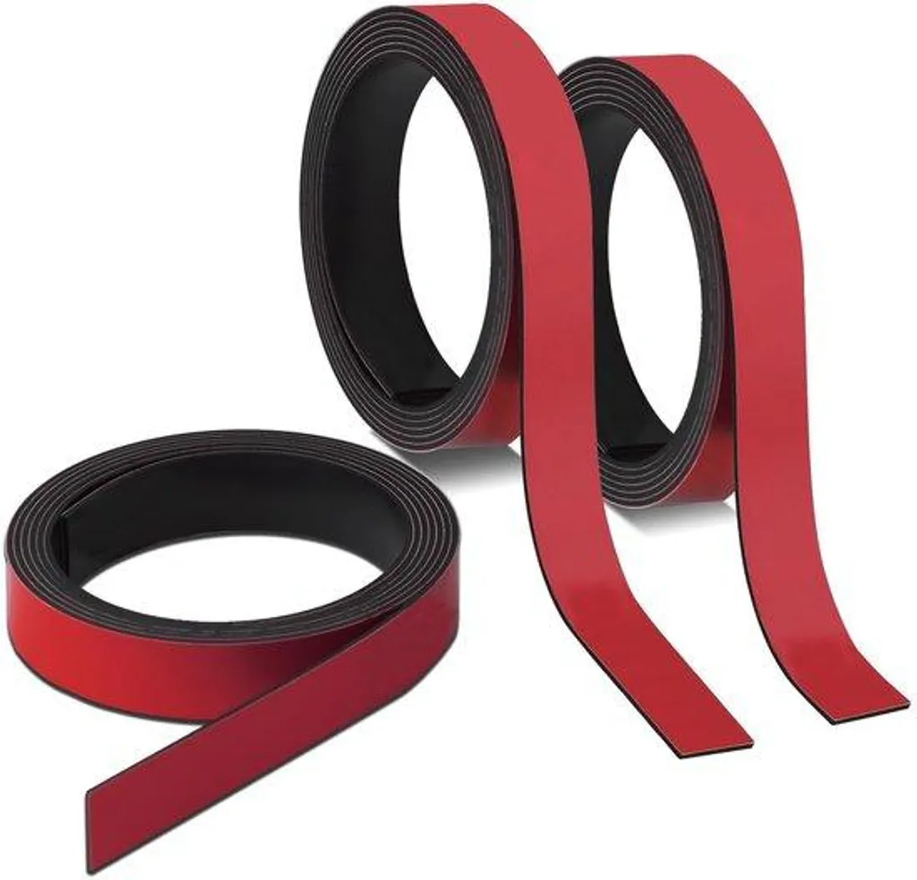 Bande magnétique rouge 1 cm x 1 m pour tableau blanc et calendrier