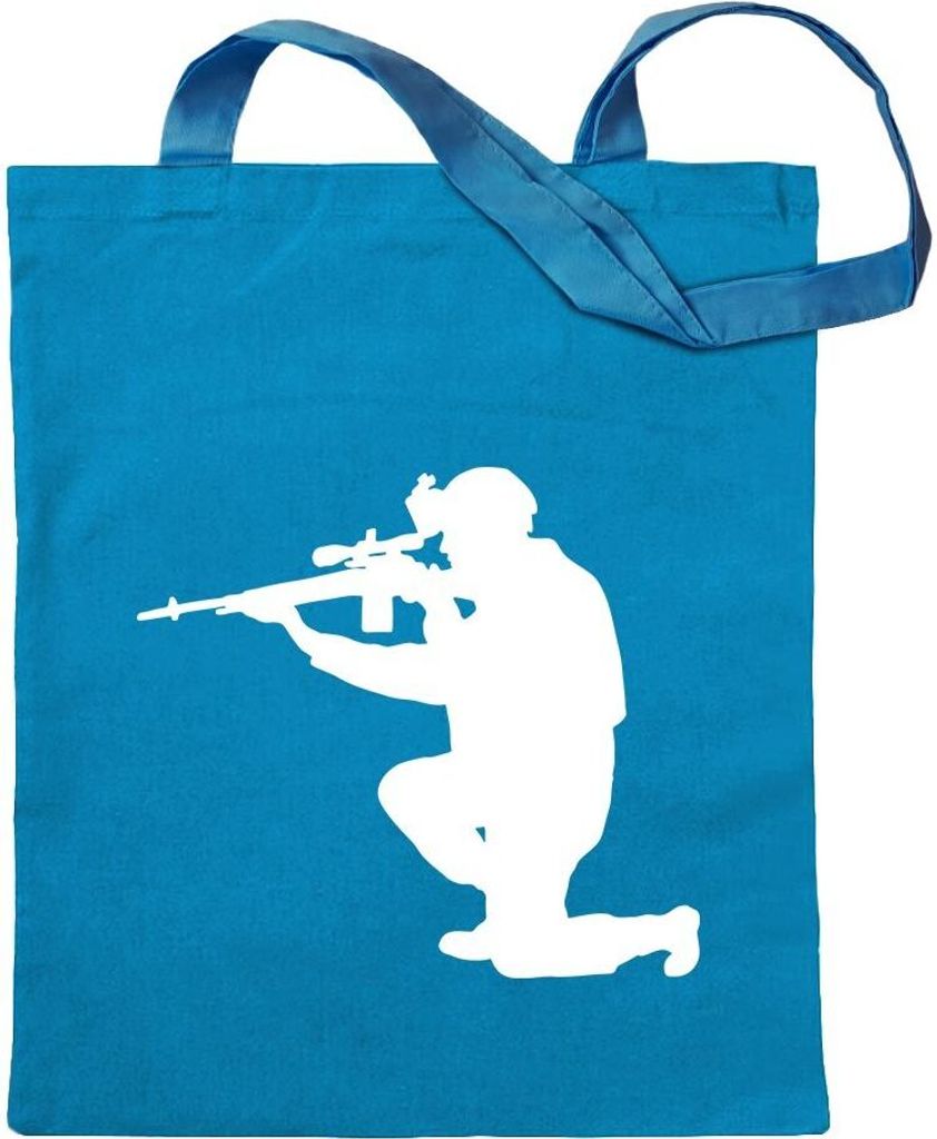 Kiwistar - Baumwolltasche - hellblau - Armee - Motiv 2 - Special Forces - Tragetasche Stoffbeutel Umhängetasche Langer Henkel