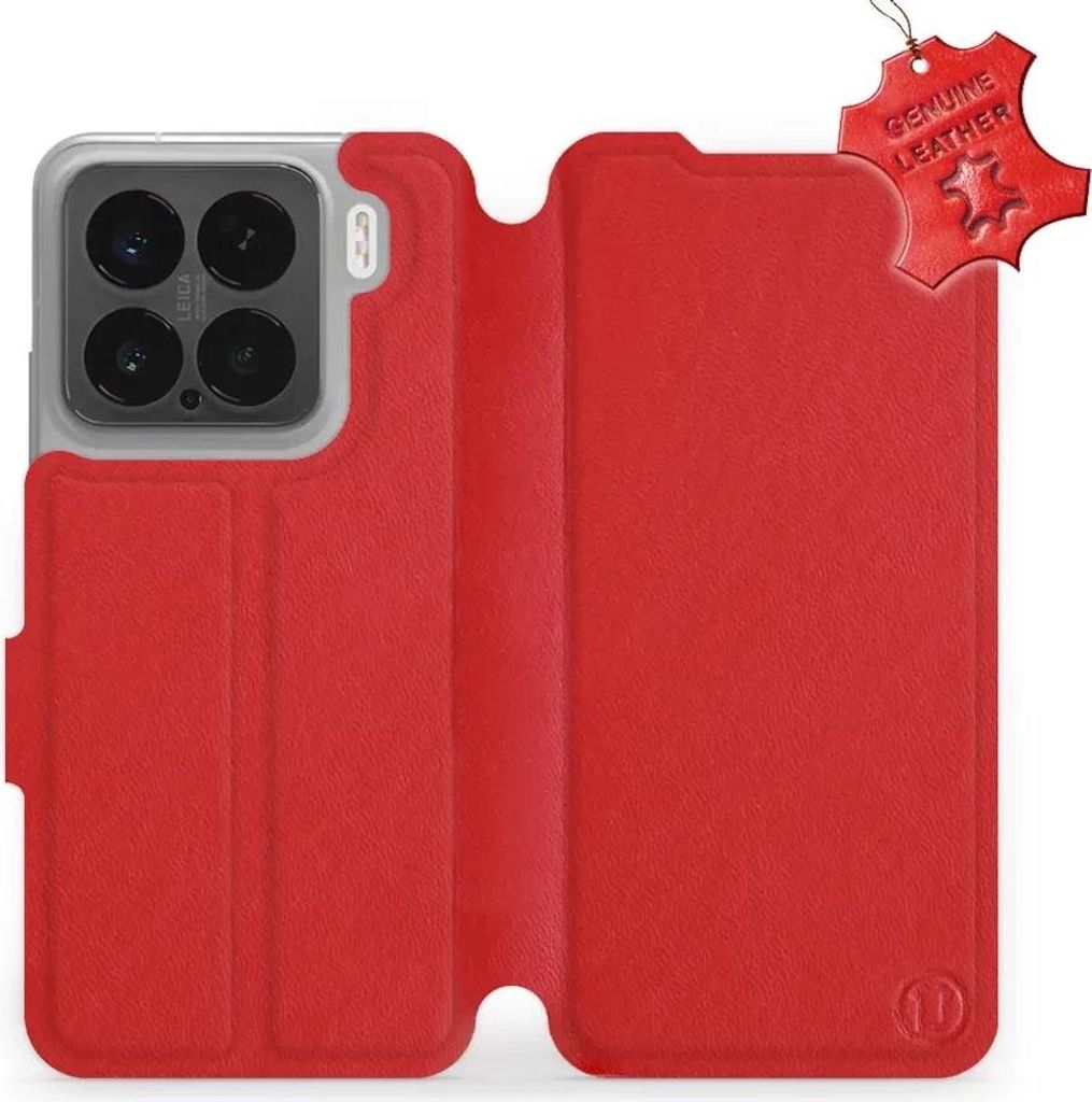 Echtleder Handyhülle für Xiaomi 15, Mobiwear Leather, Rot