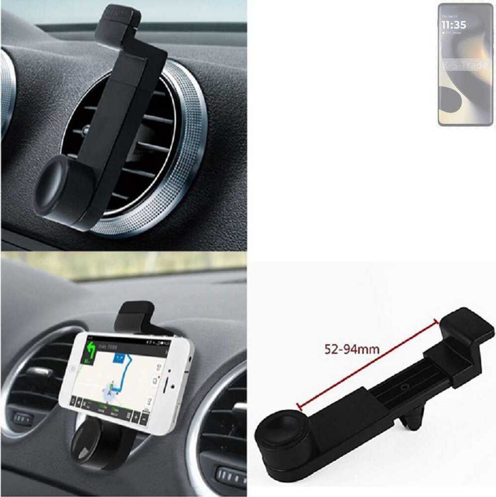 K-S-Trade Lüftungshalterung kompatibel mit Motorola Edge 2024 KFZ-Halterung Autohalterung Handy-halterung Lüftungsgitter Lüftungsschlitze Schwarz