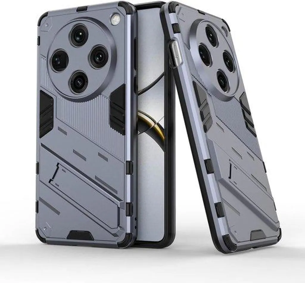 Coque Oppo Find X8 Pro avec Béquille Intégrée - Protection Grise Robuste