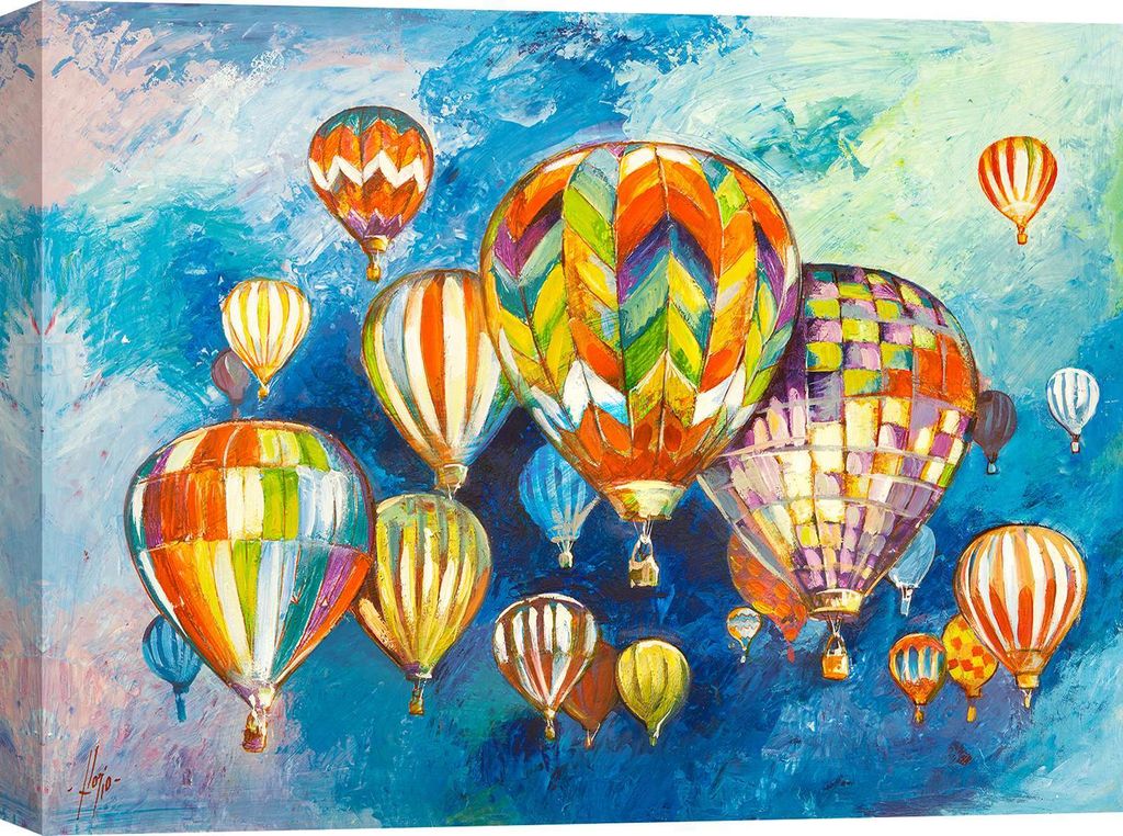Leinwandbild, Heißluftballons - Luigi Florio, Im Himmel schwebend I - 60x40 cm