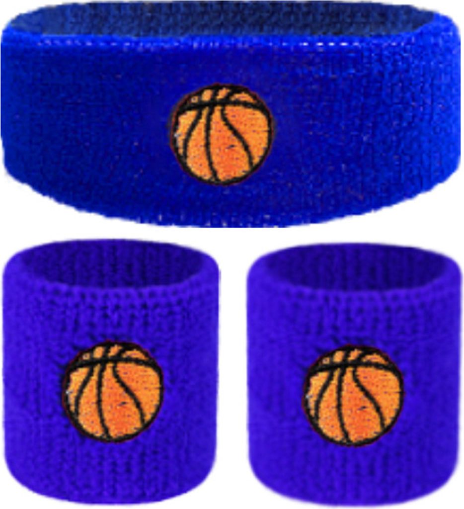 1 Set Kinder-Sport-Stirnband, Armband, Ball-Stickerei, Stretch, atmungsaktiv, schweißabsorbierend, für Jungen und Mädchen, gestrickt, für Baske...