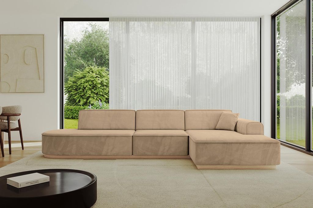 ALTDECOR Ecksofa in L-Form IREA-L2 327x165x80 cm Beige Corner Sofa Eckcouch Couch Wohnlandschaft Cauchsofa