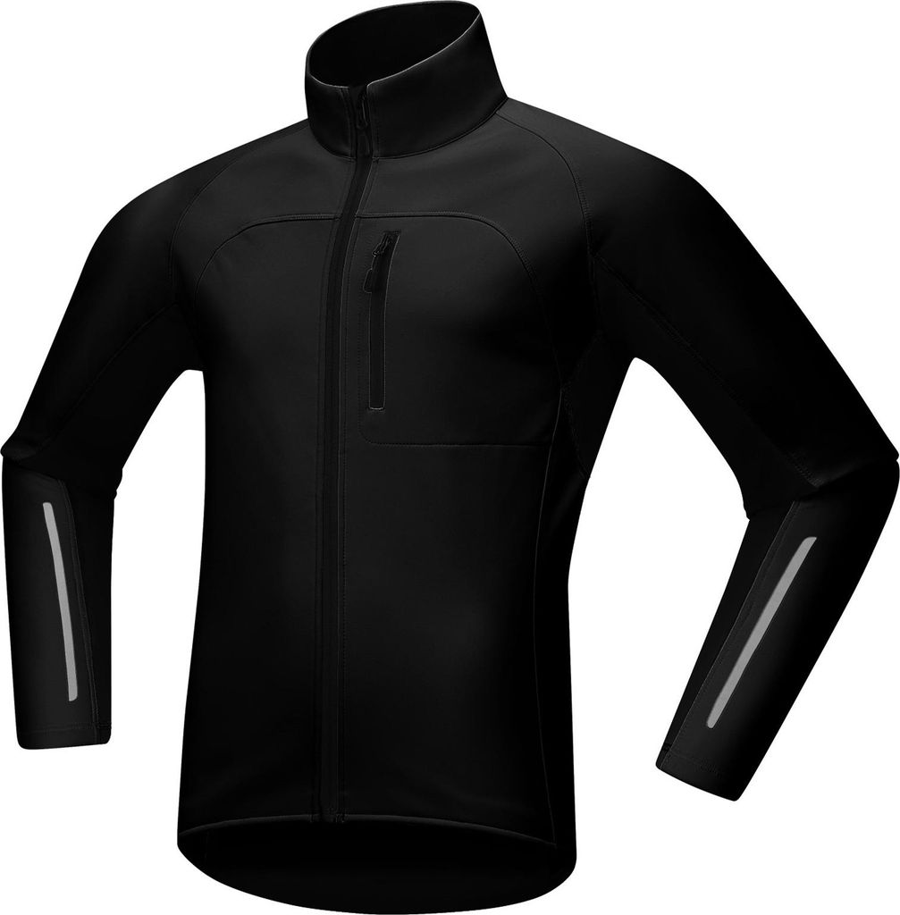 Herren-Winter-Radjacke Winddicht Wasserdicht Softshell mit reflektierenden Details Warmes Fleecefutter Mehrere Taschen Winterjacke Herren