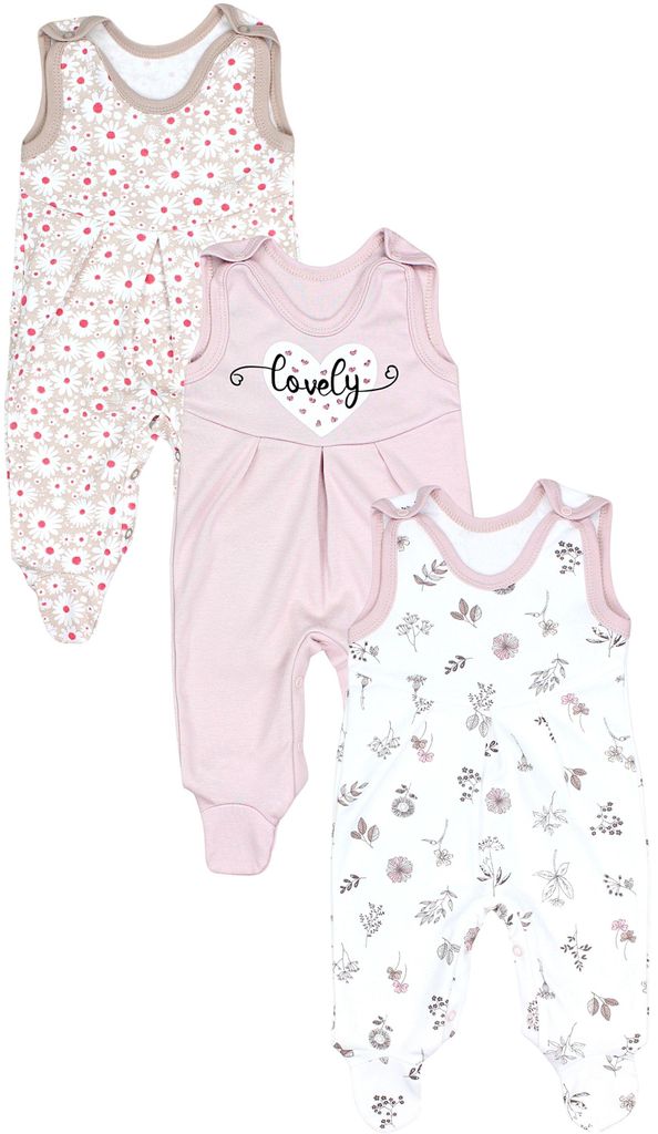 TupTam Baby Mädchen Strampler mit Fuß 3er Pack, Farbe: Produktbild 