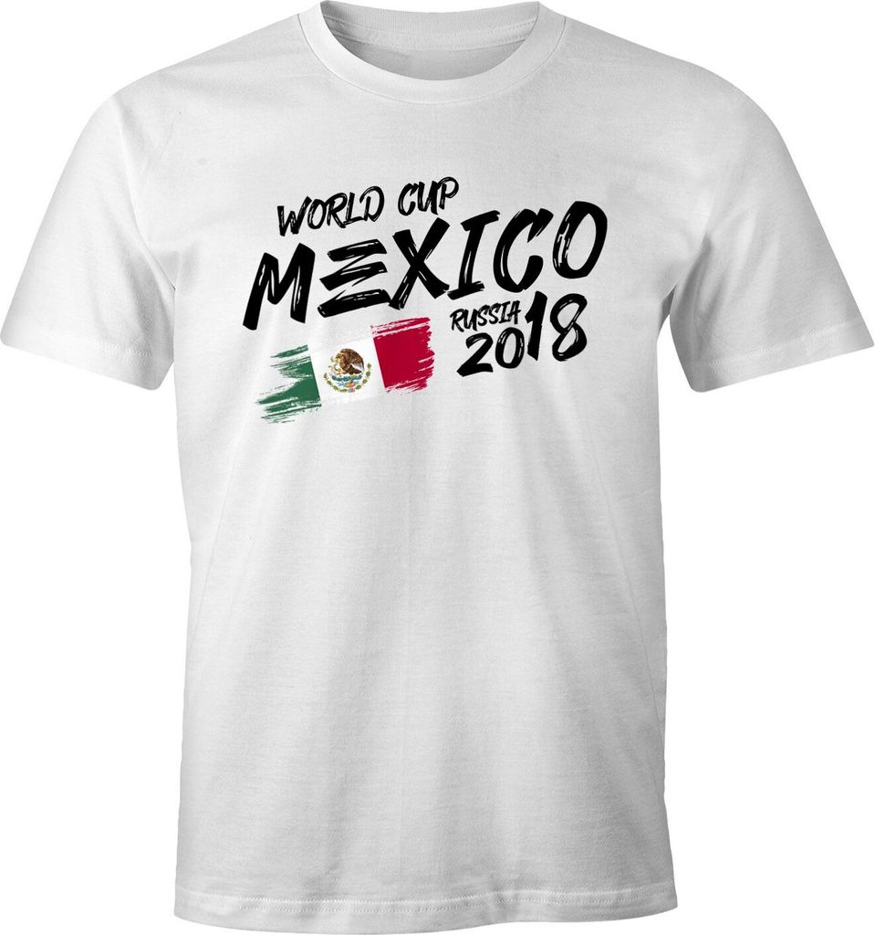 Herren T-Shirt WM-Shirt Mexico Fan-Shirt WM 2018 Fußball Weltmeisterschaft Moonworks weiß XS