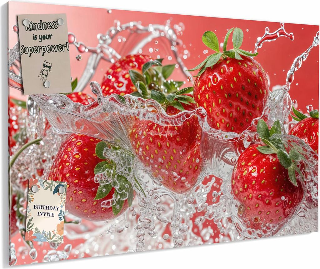 Magnettafel 90x60cm magnetisch & beschreibbar Metall-Board - Erdbeerspritzer