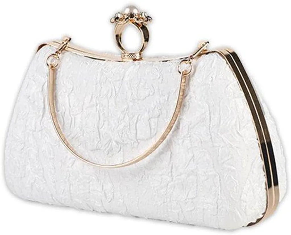 Sac rétro de luxe blanc et noir avec détails bijoux et chaînes dorées