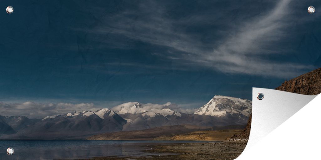 MuchoWow 60x30 cm Outdoor-Poster Gartendeko Sichtschutz Garten Poster für den Garten Manosarovar-See mit den Himalaya-Bergen im Hintergrund in ...