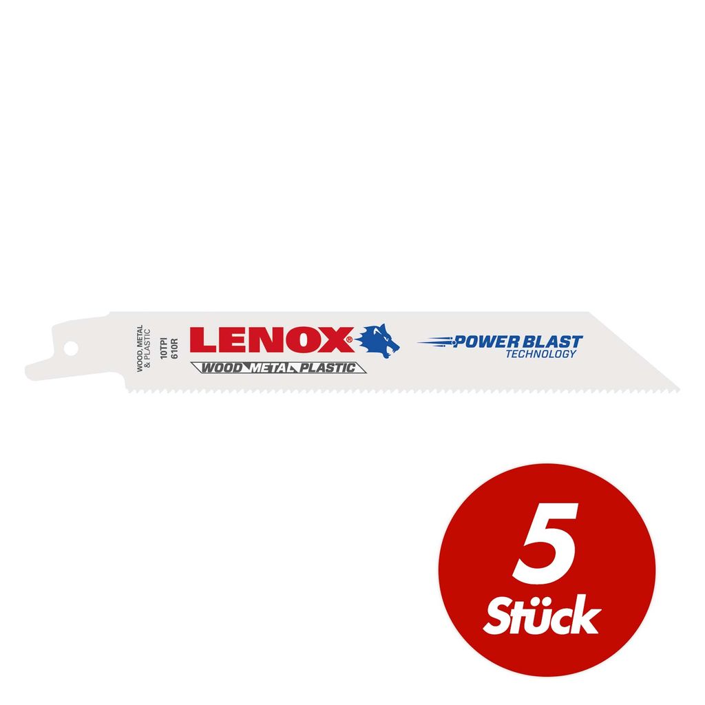 Lenox Säbelsägeblatt a 5 Stk. 150 x 20 x 0,9 mm 10 Z