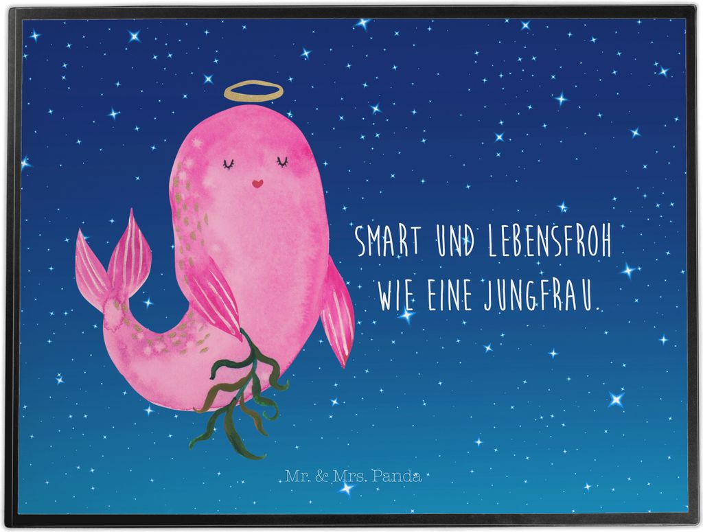 Mr. & Mrs. Panda tischauflage Sternzeichen Jungfrau - Sternenhimmel Blau - Geschenk, Tischschoner, Unterlage Schreibtisch, Geburtstag September, Ju...