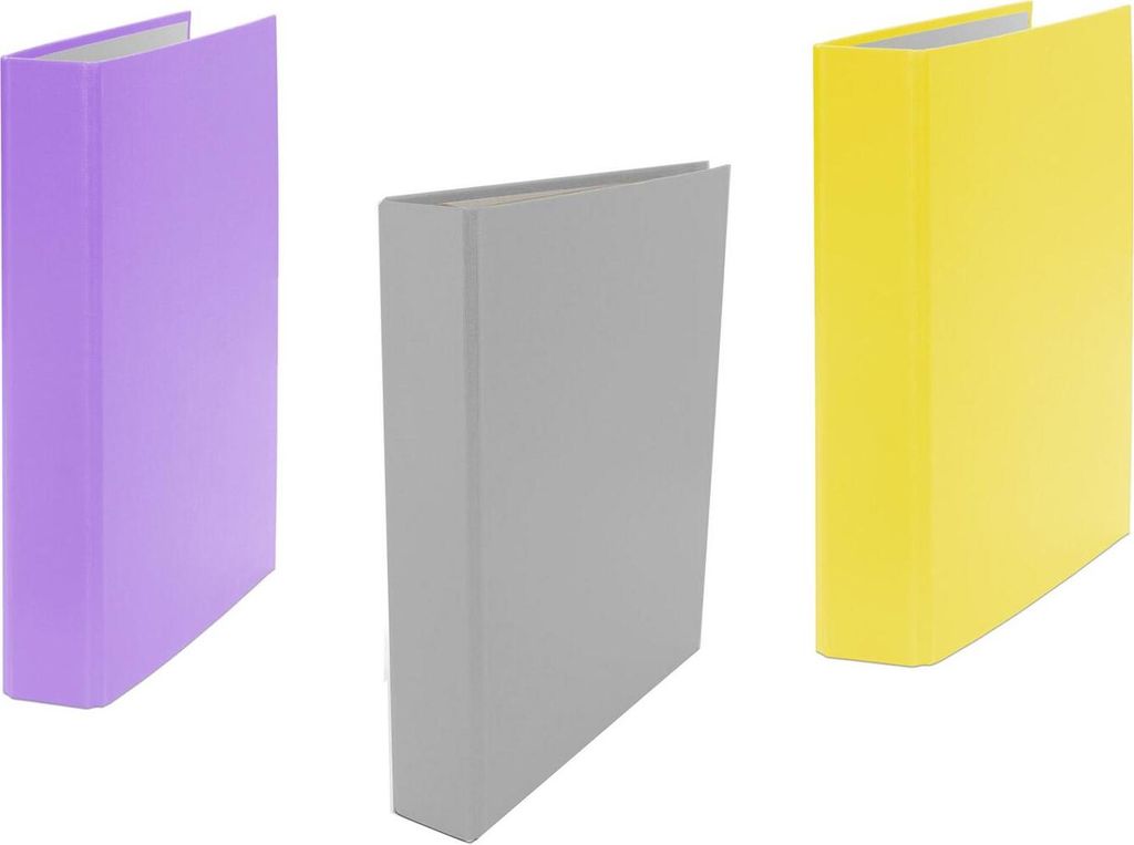 3x Ringbuch / DIN A5 / 4-Ring Ordner / Farbe: je 1x grau, gelb und lila