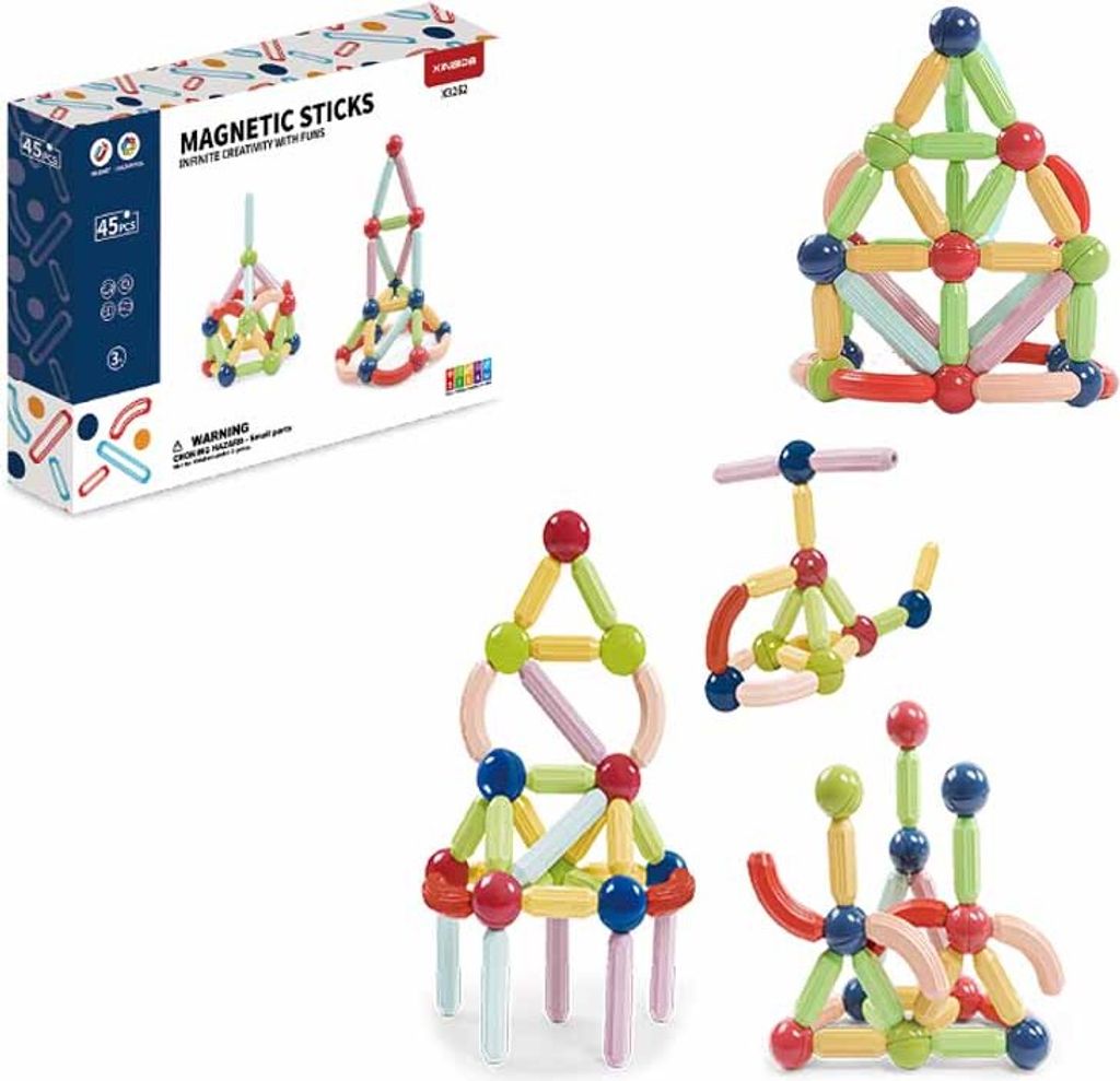 Magnetická stavebnica 45ks - Solid Color Magnetic Sticks Obrázok produktu 