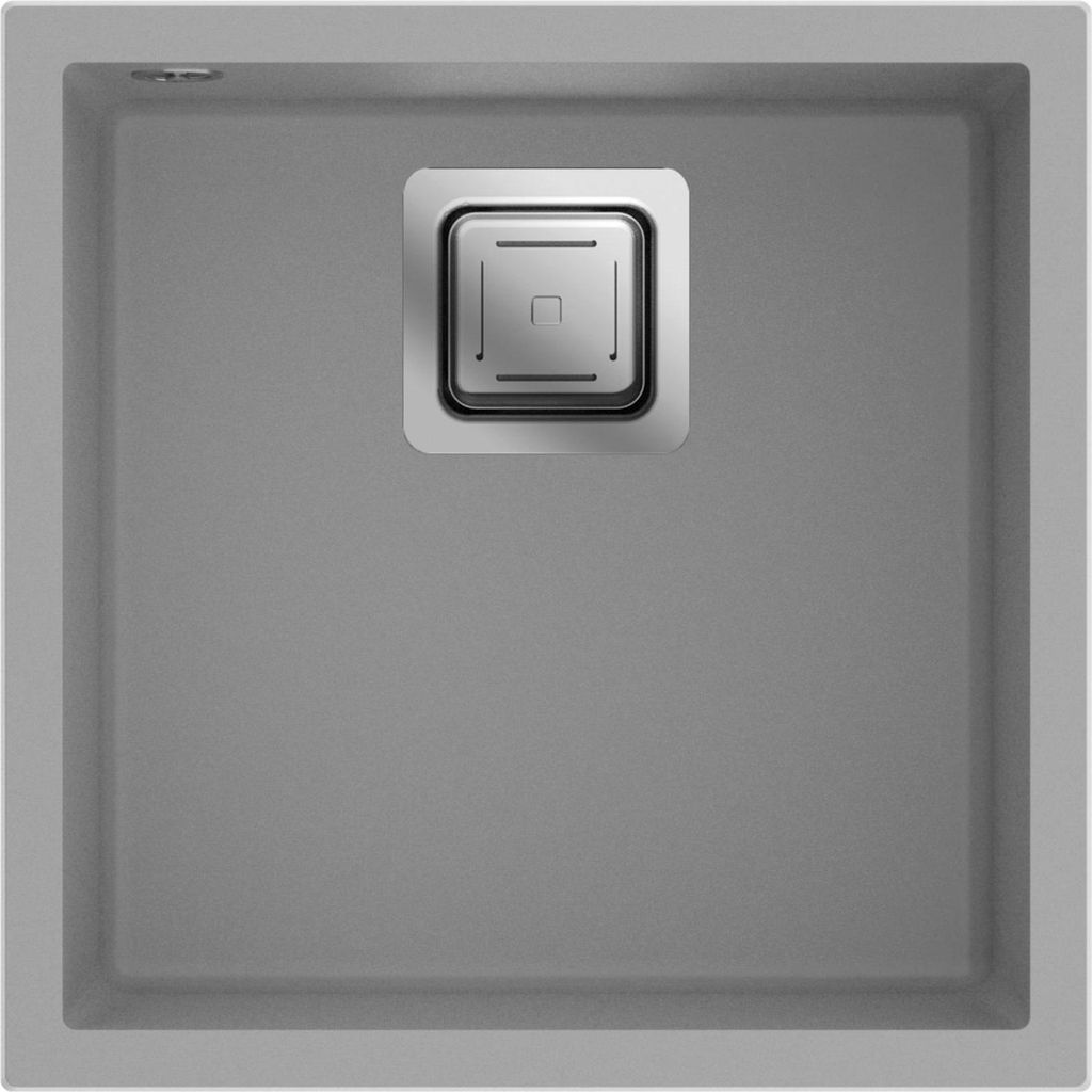 Granitspüle - Spülbecken - Küchenspüle - 44 x 44cm - Beton/Grau - Einbauspüle - Hochwertig, Kratzfest, Modern, Platzsparend, mit Siphon, Qube 44