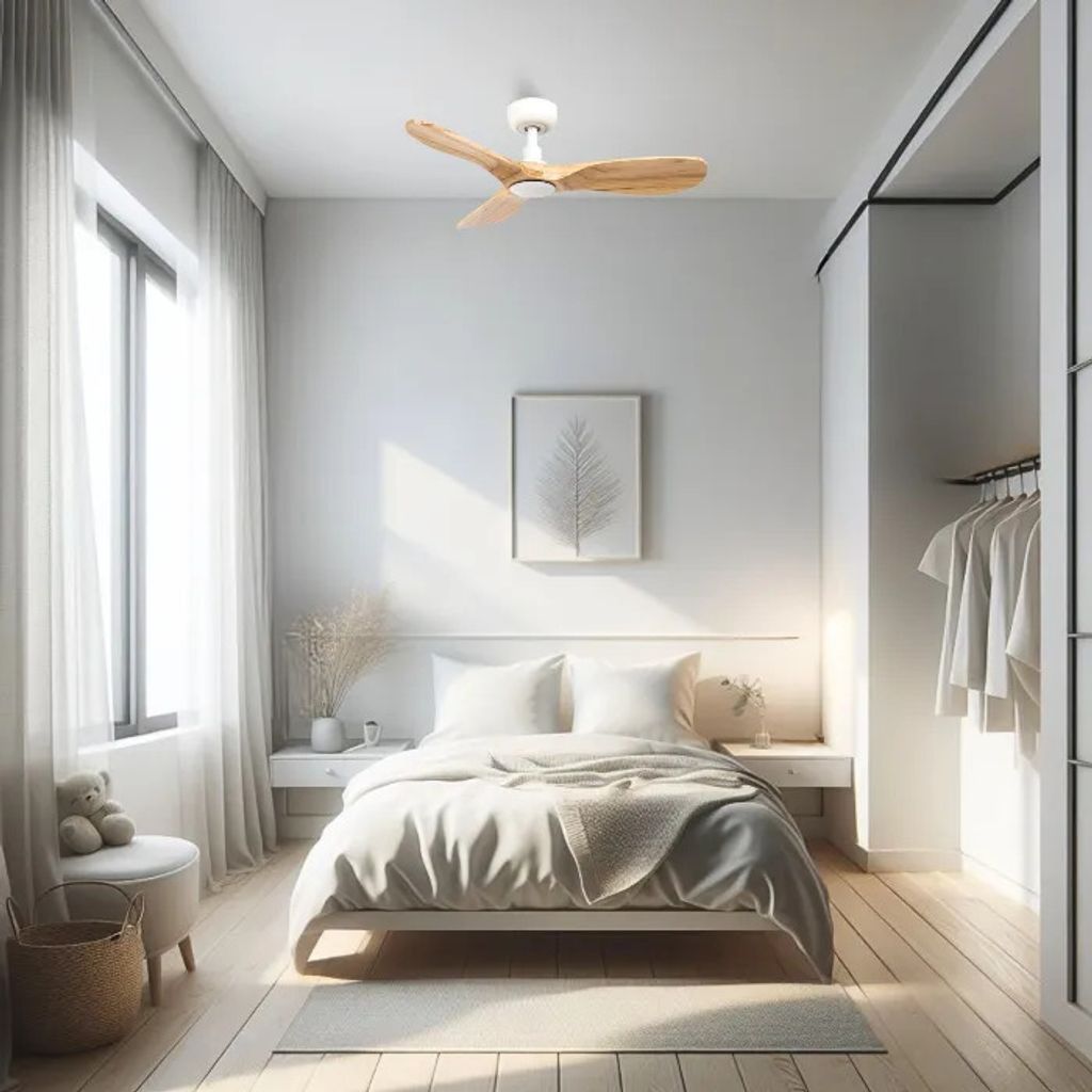 ROWIND Deckenventilator weiß/Eiche ohne Licht Ø90 wifi