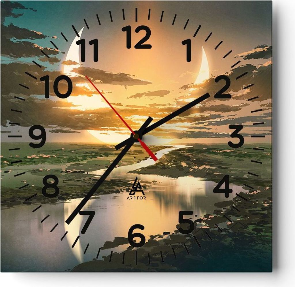Wanduhr - Quadrat - Glasuhr - natur natur - 30x30cm - Schleichendes Uhrwerk - Lautlos - zum Aufhängen bereit - Dekoration Modern - Wanddekoration ...