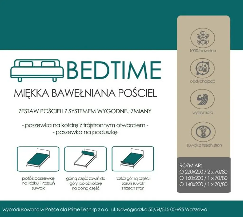 BEDTIME biancheria da letto in cotone con sistema Easy Change 160x200 (2 colori) - 4