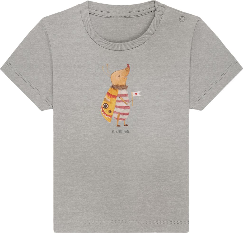 Mr. & Mrs. Panda Organic Baby Shirt Nachtfalter Fähnchen 12. - 18. Monat - Heather Grey - Geschenk, Lustige Sprüche, Spruch Witzig, Süß, T-Shir...