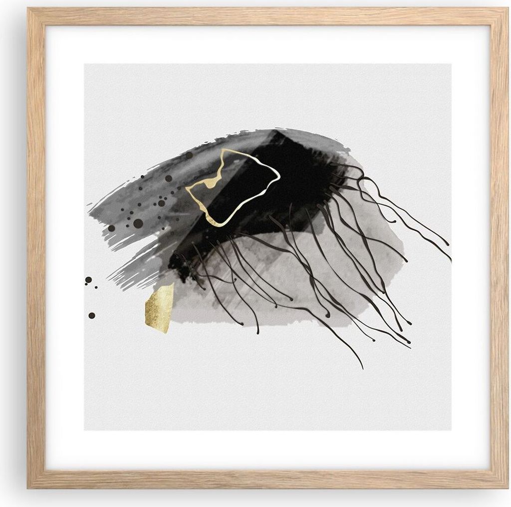 Gerahmtes Poster - Rahmen in heller Eiche - Abstraktion dunkel Farben - 40x40 cm - Wand Bild - Wanddeko - Wandbilder - Wandposter - Bilderrahmen - ...