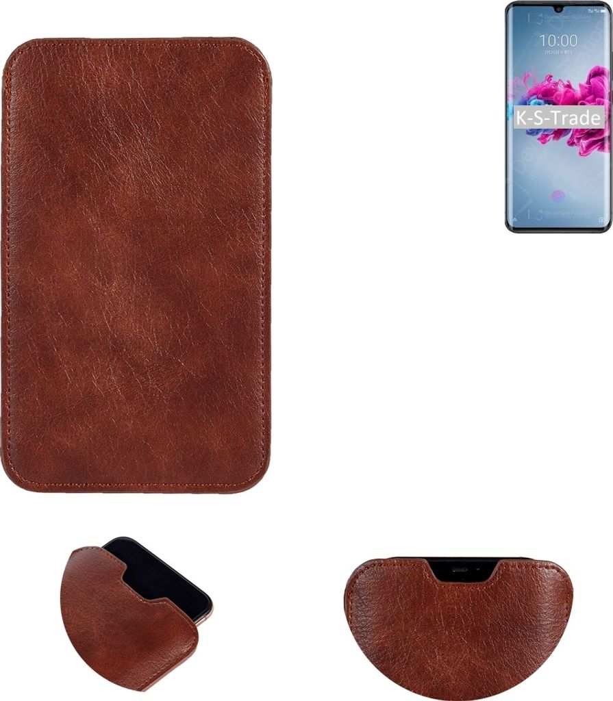 K-S-Trade Schutzhülle Handyhülle kompatibel mit ZTE Axon 11 5G Handytasche Kunstleder Sleeve in braun