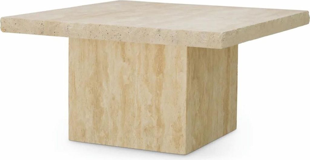 Casa Padrino Luxus Travertin Couchtisch Beige 65,5 cm - Travertin Wohnzimmer Möbel