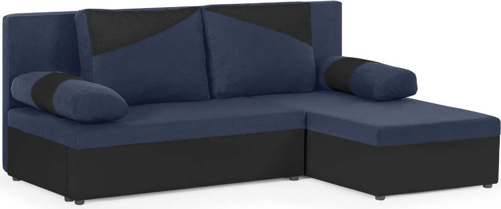 Ecksofa Polo mit Schlaffunktion - Marineblau/Schwarz Produktbild 