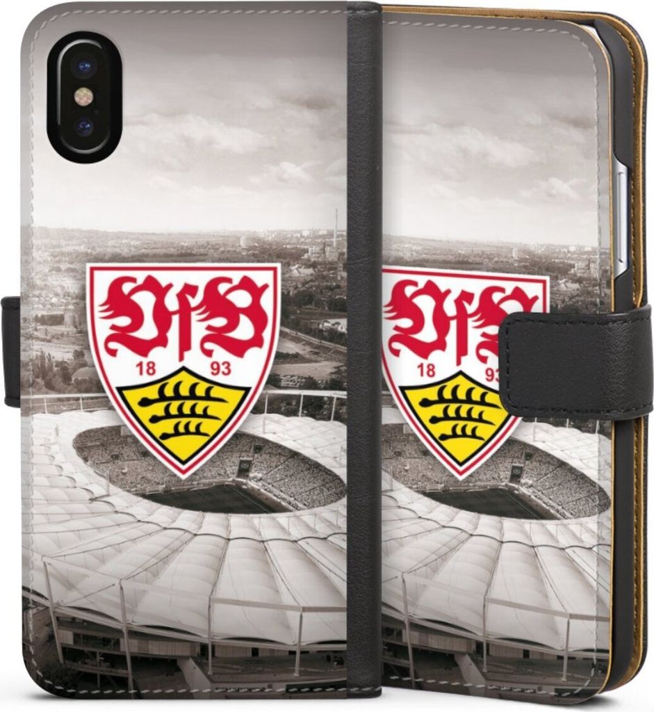 DeinDesign Klapphülle für Apple iPhone X Handytasche Lederhülle Tasche Offizielles Lizenzprodukt Stadion VfB Stuttgart