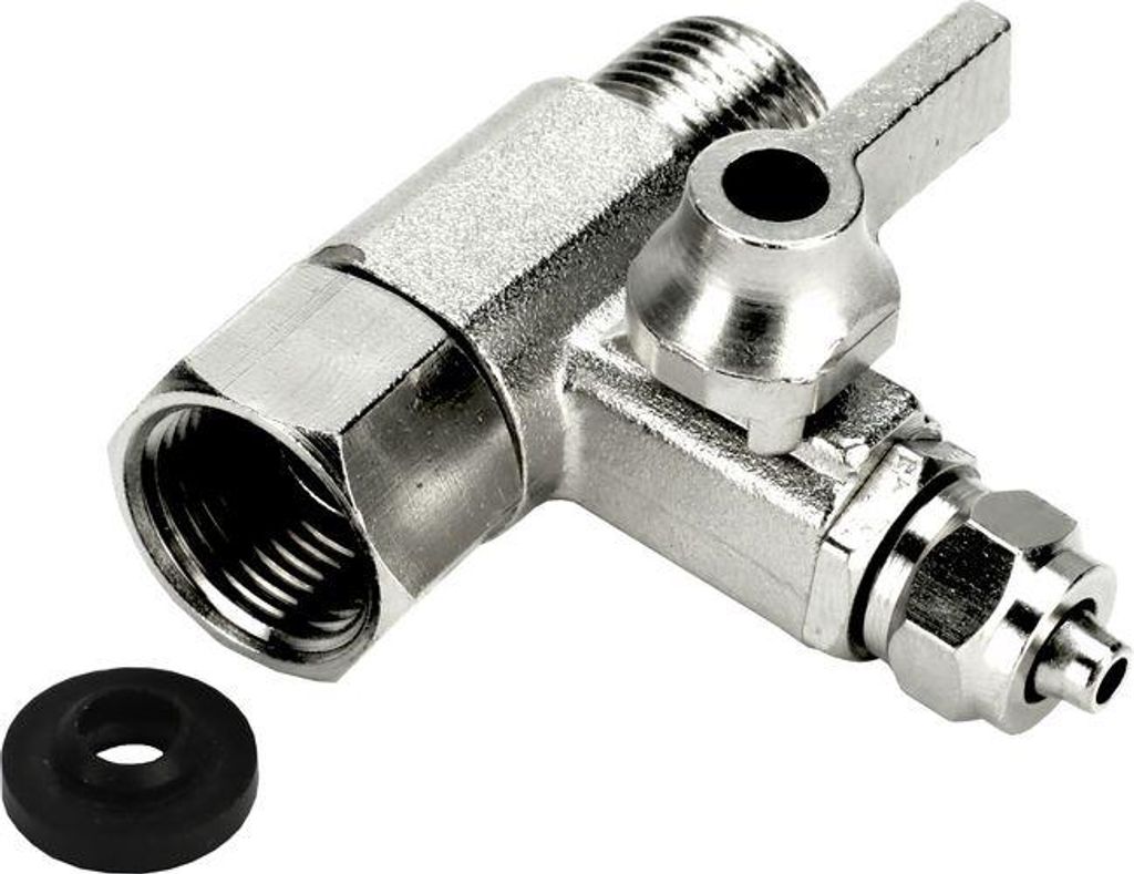 TWaLa Eckventil T-Verteiler aus Edelstahl 3/8' AG x 3/8'IG x 1/4' Schlauch