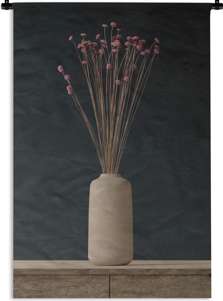 MuchoWow Wandteppich Wandbehang Vase - Stilleben - Blumen 60x90 cm Tapisserie Dekoration Wandtuch - Foto-Teppich - Abwaschbar
