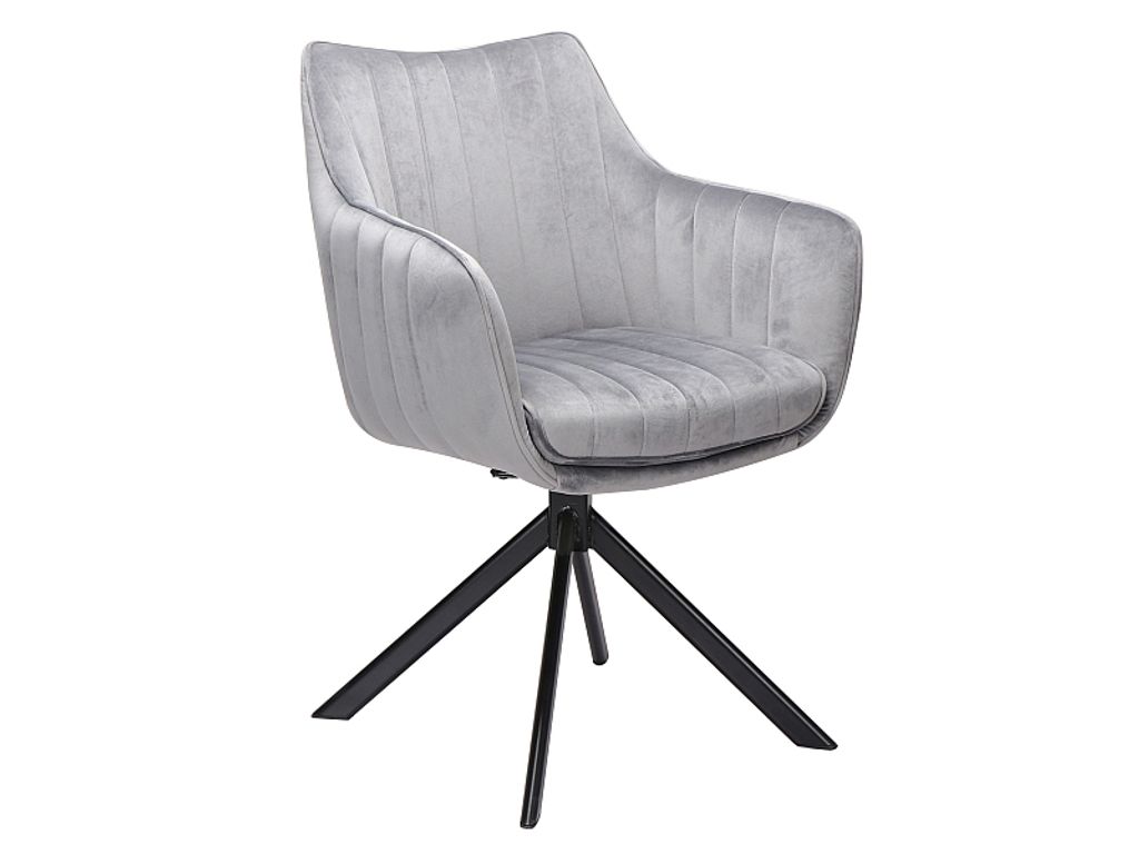Drehstuhl Azalia Samt Grau - 180° drehba Produktbild 