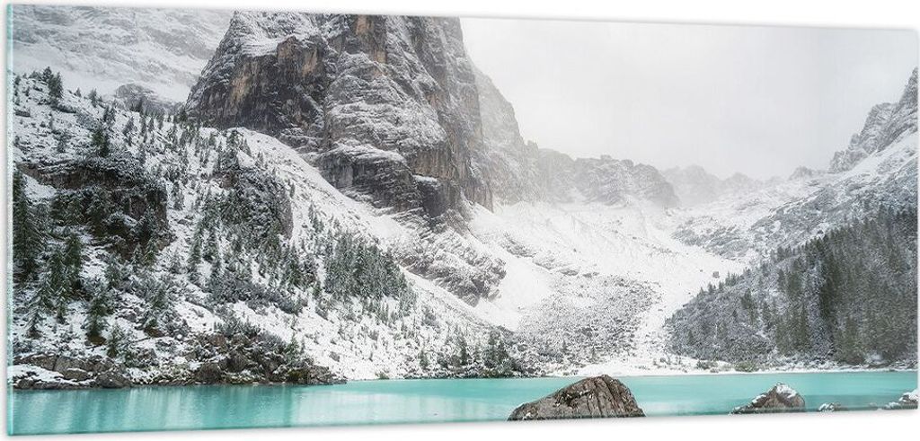 Bilder auf glas - Einteilig - Berge See Schnee - 100x40cm - Produktbild 