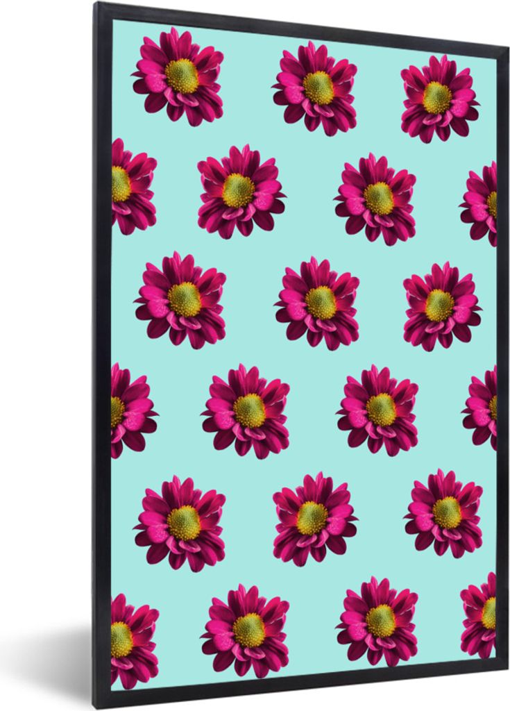 MuchoWow MuchoWow Gerahmtes Poster Blumen - Lila - Muster 60x90 cm - Poster mit zchwarzem Bilderrahmen - Kunst