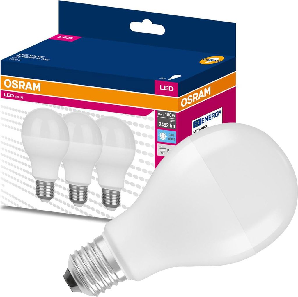 3x Żarówka LED A68 E27 19W = 150W 2542lm 4000K Neutralna Zdjęcie produktu 
