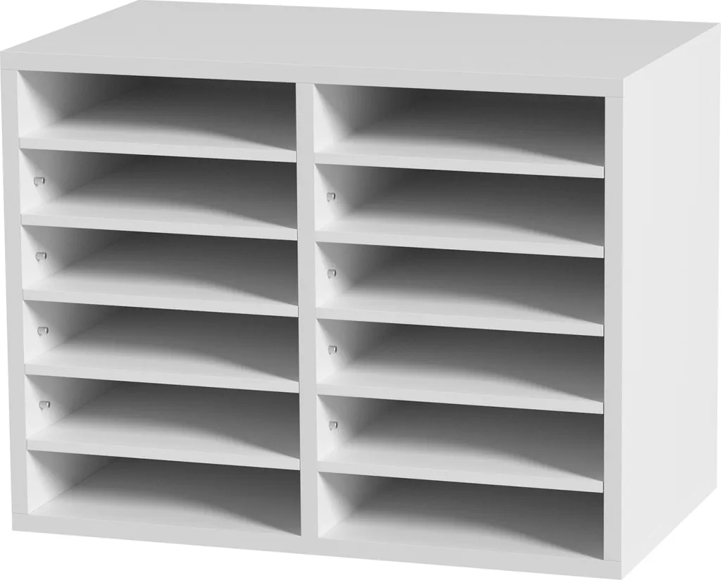 Trieur Littéraire en Bois Blanc 12 Cases - Rangement Bureau SucceBuy