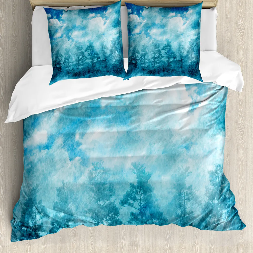 Copripiumino ABAKUHAUS Grunge Blu Verde Acqua 155x220 - Anti-acaro