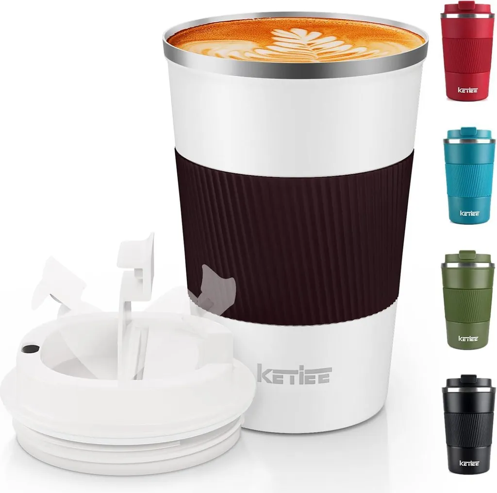 KETIEE 380ml Thermo Mug Bianco: Tazza Termica caffè da Viaggio Ermetica