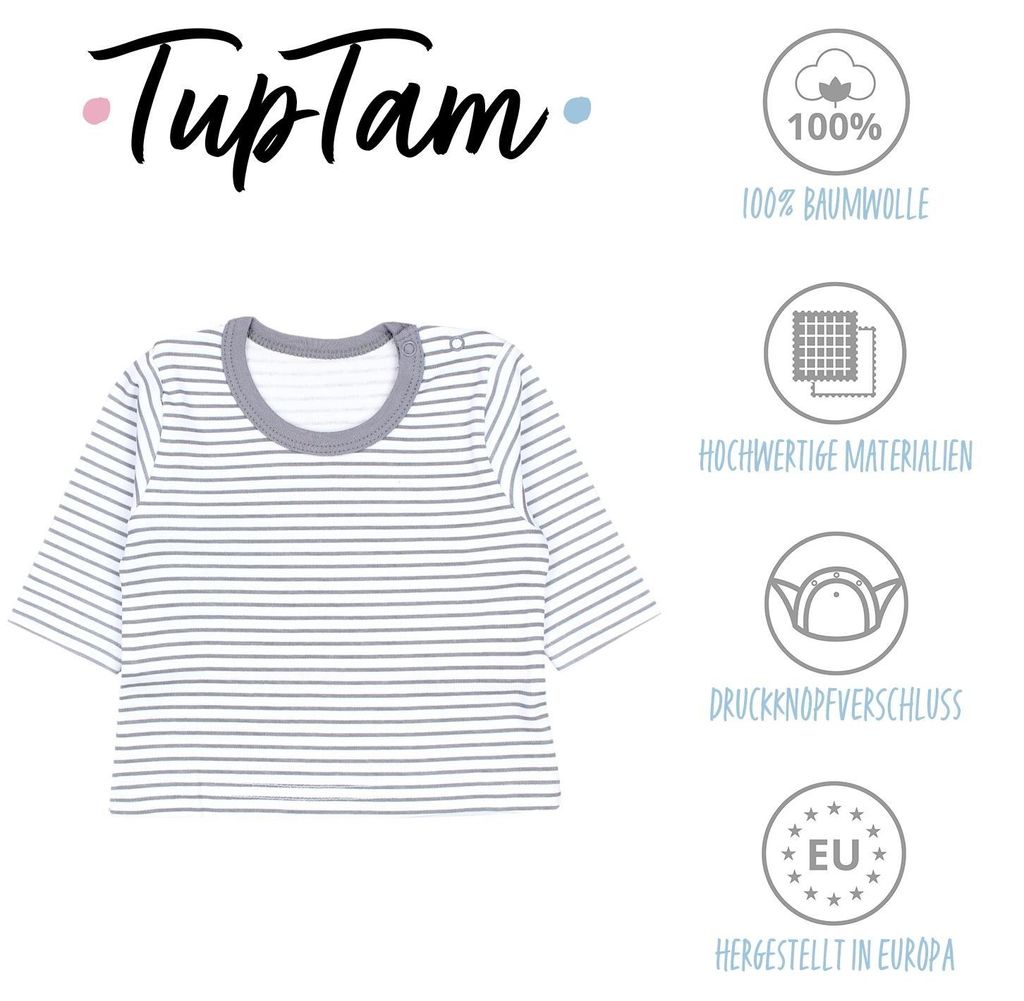 TupTam Baby Jungen Langarmshirt Gestreift 5er Set, Farbe: Produktbild 