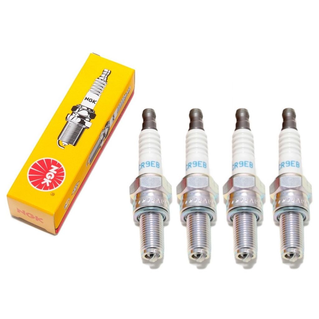 Zündkerzen Set NGK 4x CR9EB Zündkerze entstört, 19,0mm Langgewinde Ø 10,0mm Hex 16,0mm, Elektrodenabstand 0,75mm, Wärmewert 9, feste SAE-Ansch...