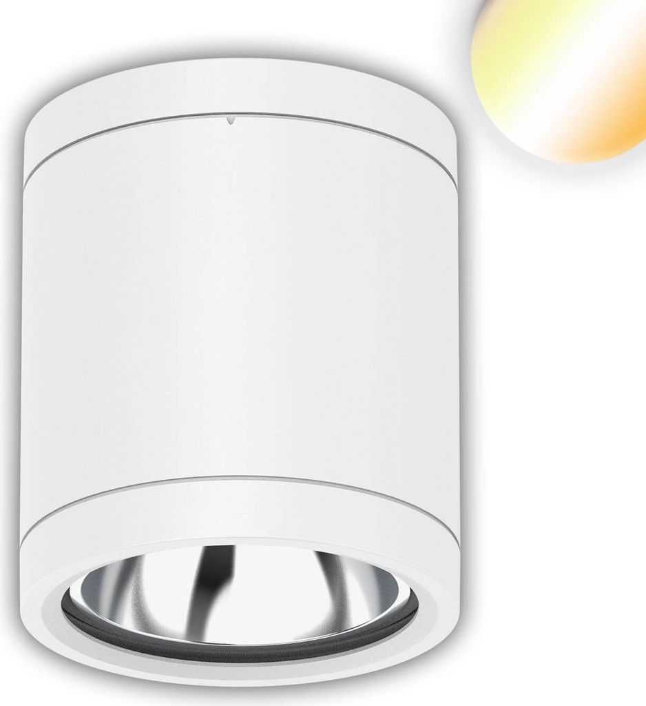 ISOLED LED Deckenaufbaustrahler IP65, weiß, 10W, ColorSwitch 3000/4000/5000K, dimmbar