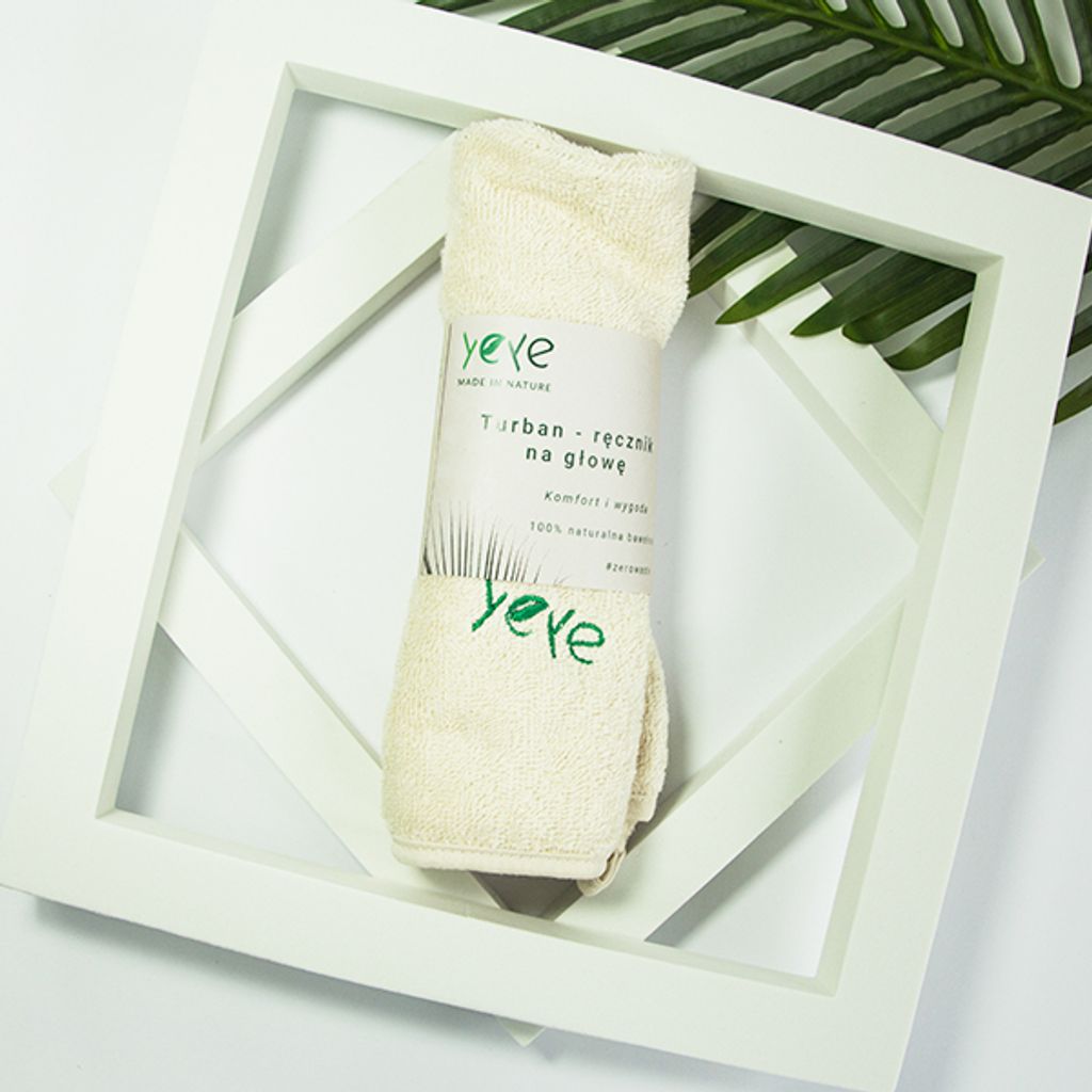 Turban - ręcznik na głowę 100% naturalna bawełna Yeye Ecru Zdjęcie produktu 