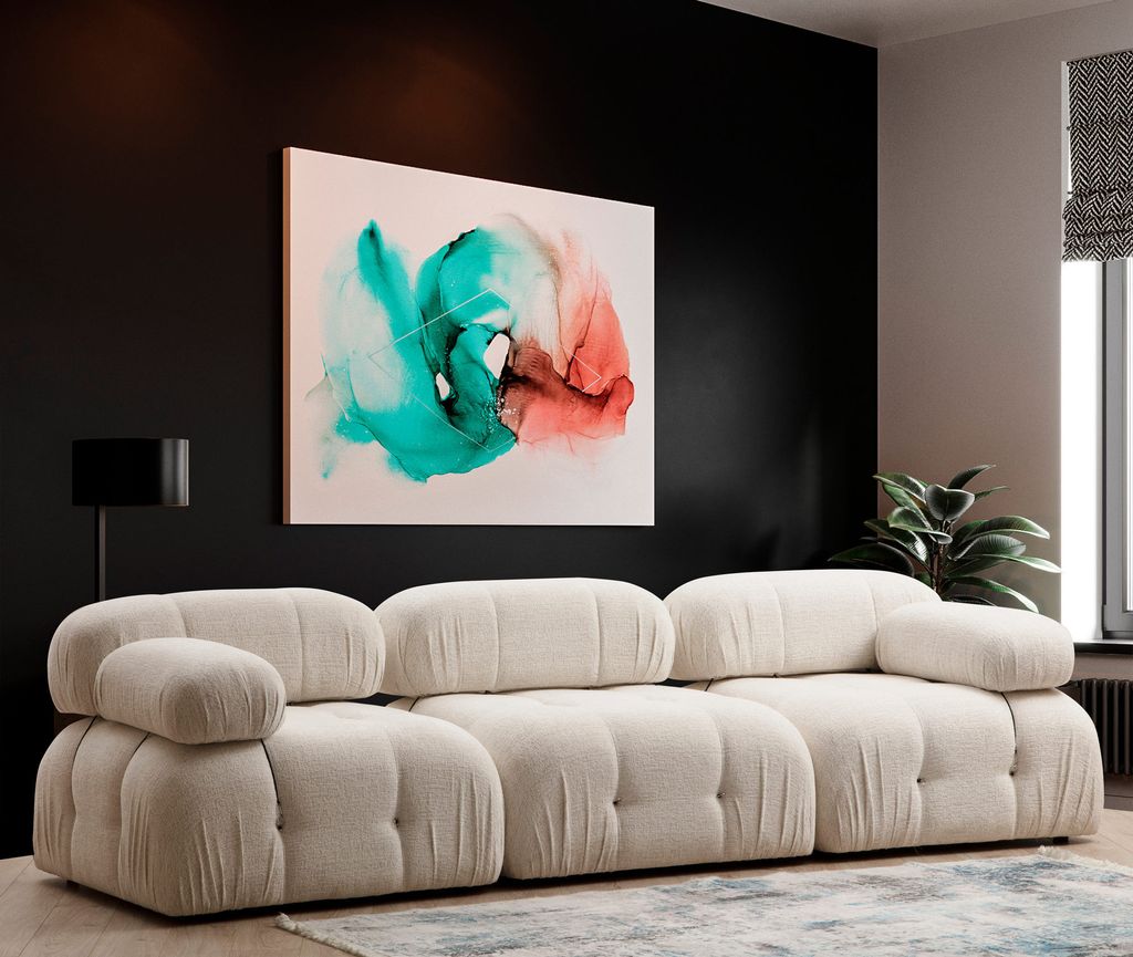 Hanah Home, Bubble 3 Seater ( L1-O1-1R) - Bouclette, Klassische Sofas, 3-Sitzer-Sofa, Creme, Polyester, 288 x 75 x 95 x cm
