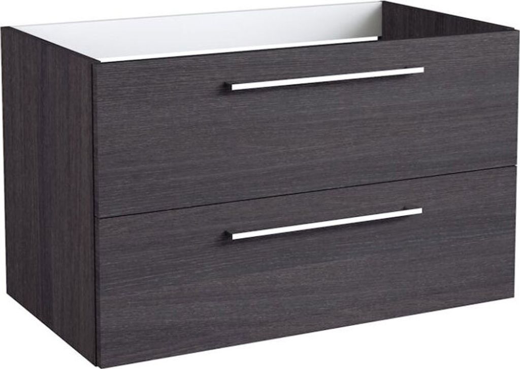 Waschtischunterschrank Pune 11 mit Siphonausschnitt, Farbe: Eiche Schwarz – 50 x 79 x 38 cm (H x B x T)