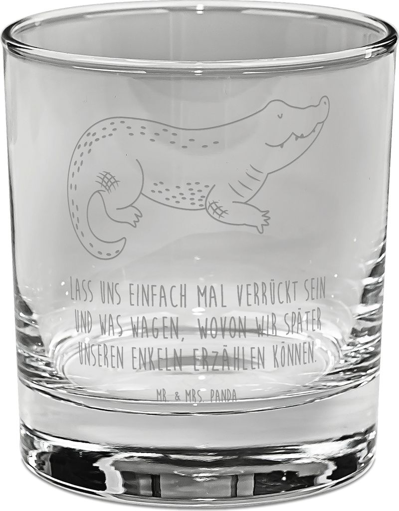 Mr. & Mrs. Panda Glas Krokodil - Transparent - Geschenk, Tumbler, Urlaub, Cocktailglas, Verrückt sein, für Gin, Freundin, Krokodile, Longdrinkgla...